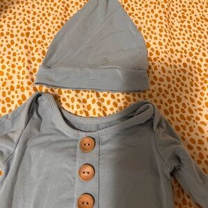 Caden Lane Newborn Gown and Hat light blue